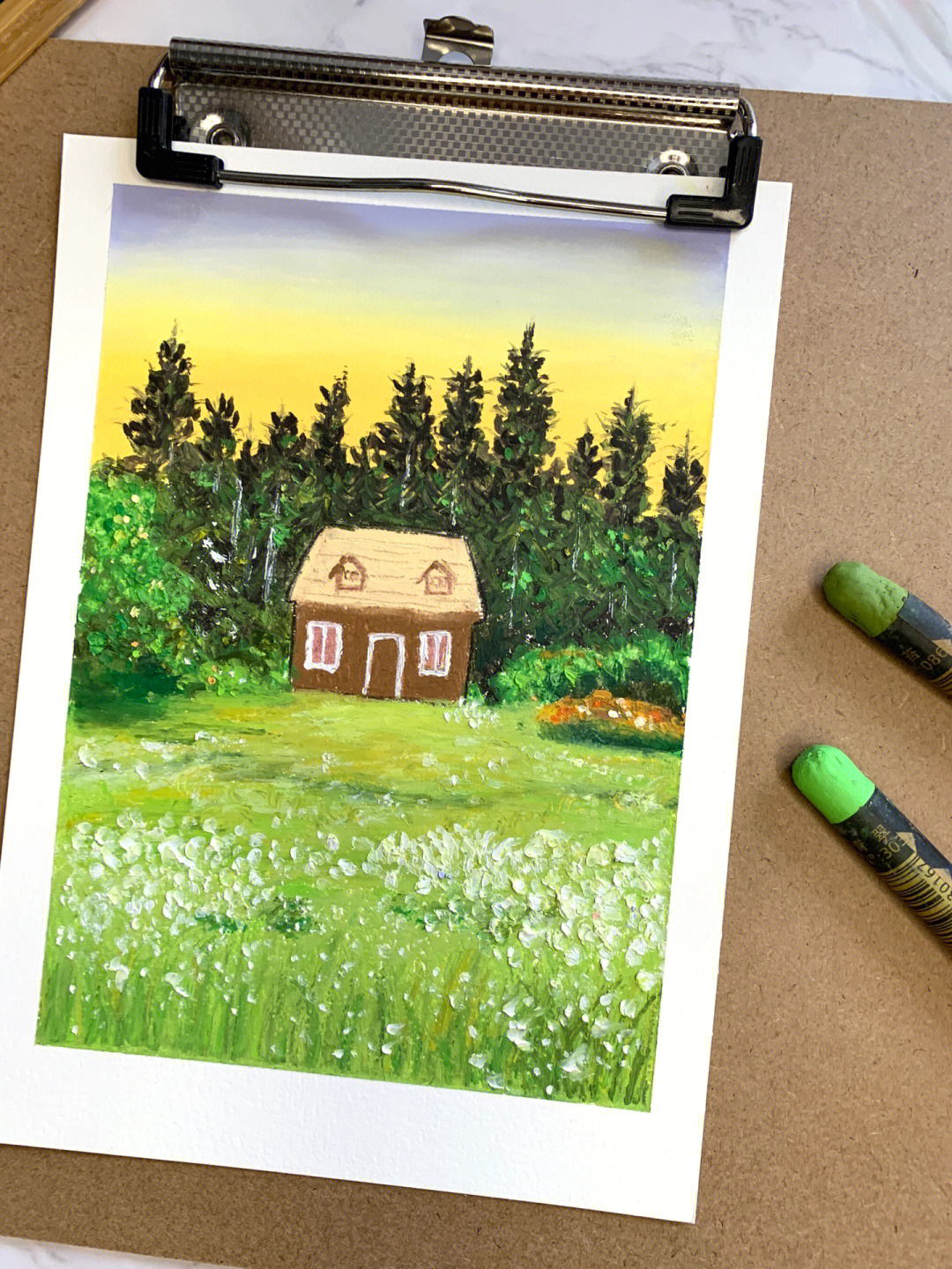 林中小木屋怎么画图片