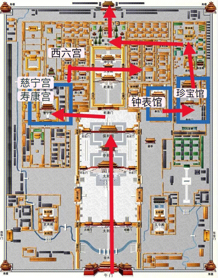 北京故宫最佳游览路线图片