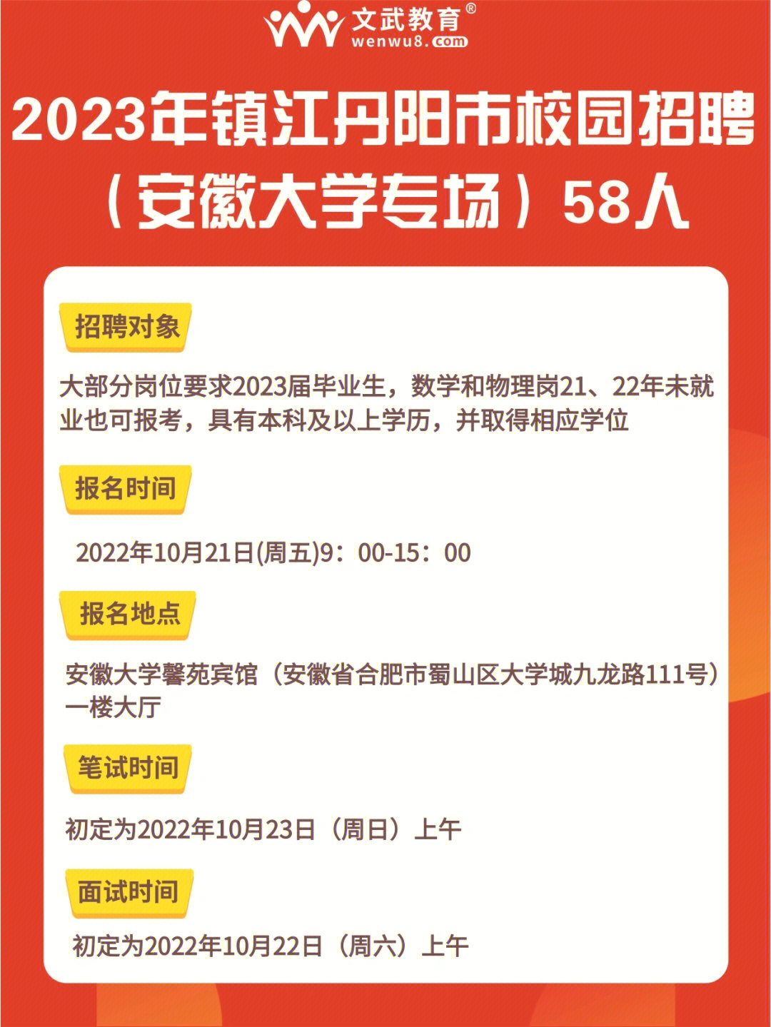 23年镇江丹阳校招安徽大学专场58人