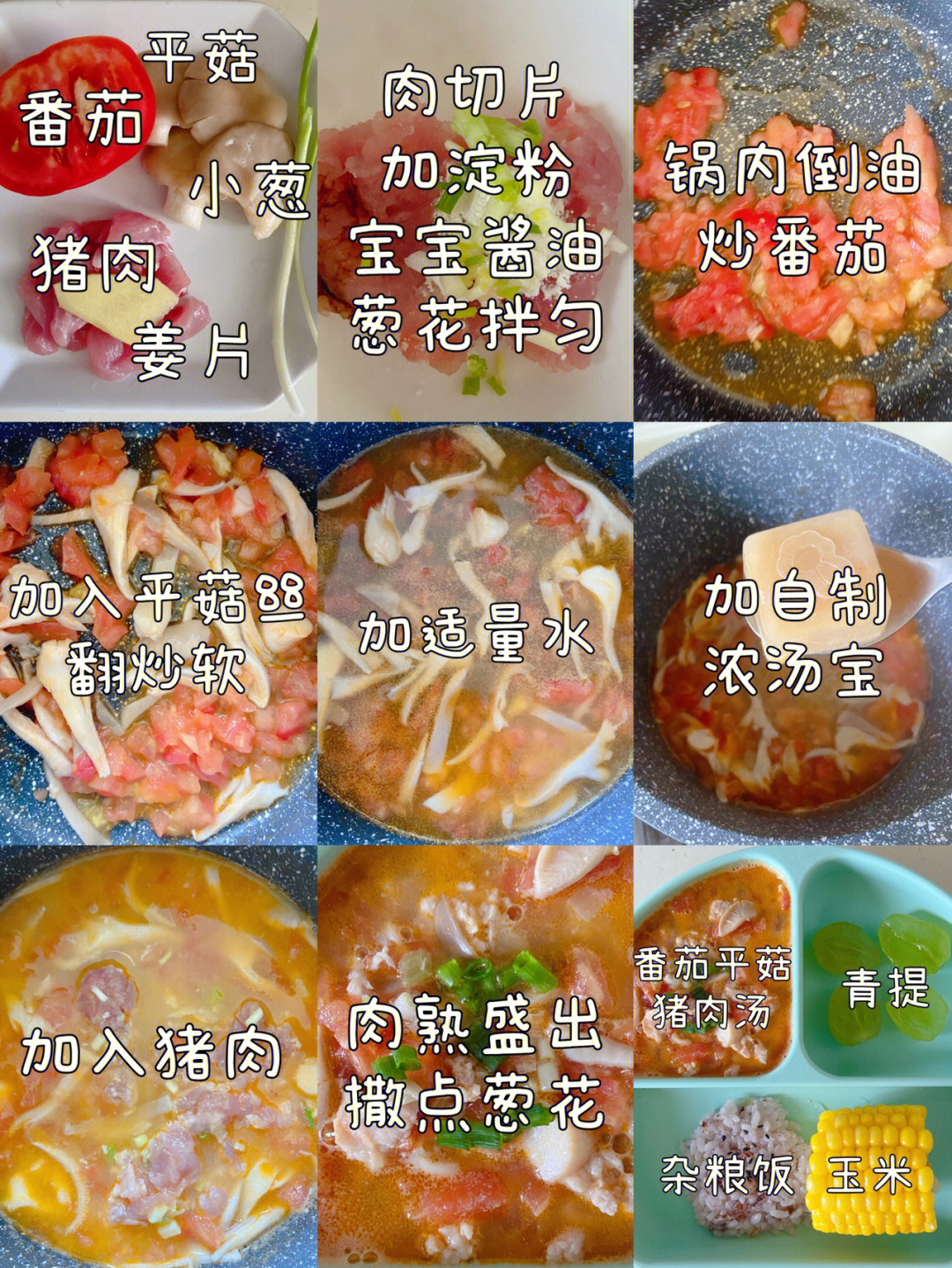 番茄平菇猪肉汤鲜鲜鲜老少咸宜