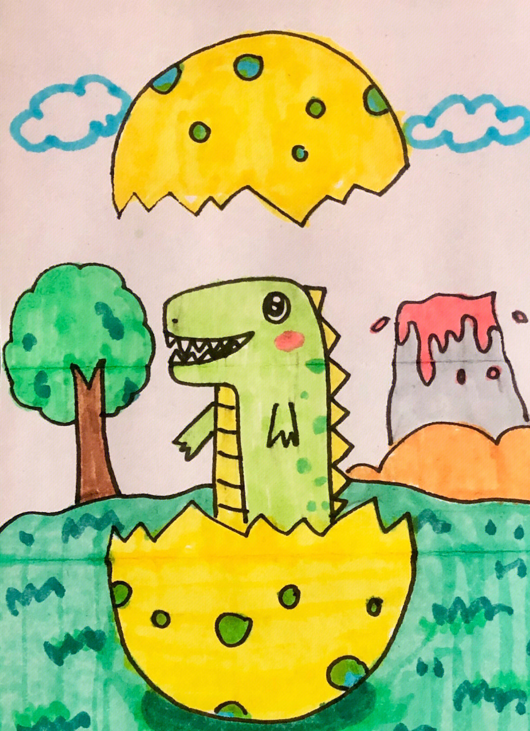 可爱的小恐龙儿童创意画