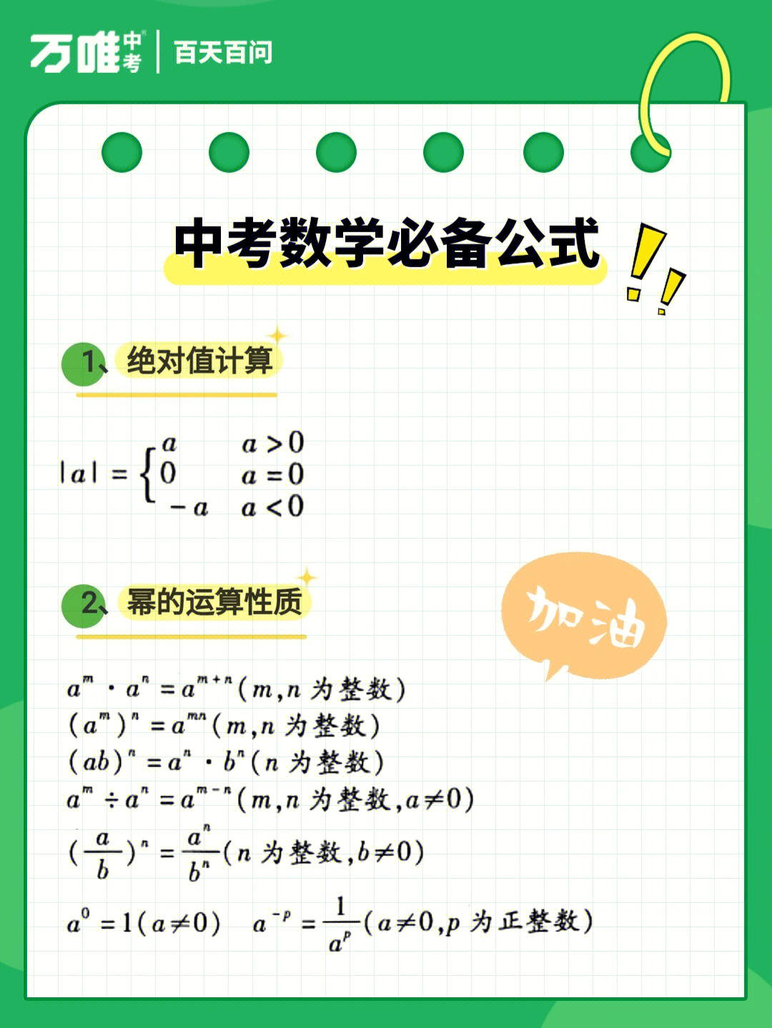 中考数学必备公式