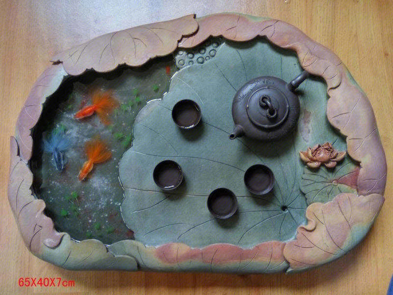 端砚石立体手绘创意茶盆