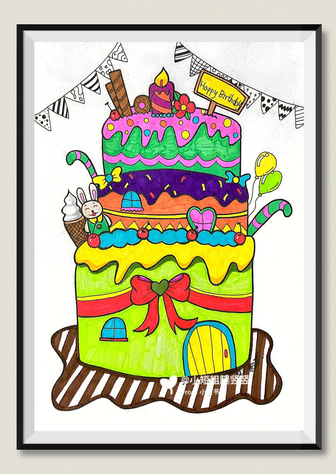 生日蛋糕手绘 马克笔图片