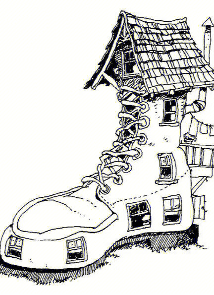 鞋子创意联想画 房子图片