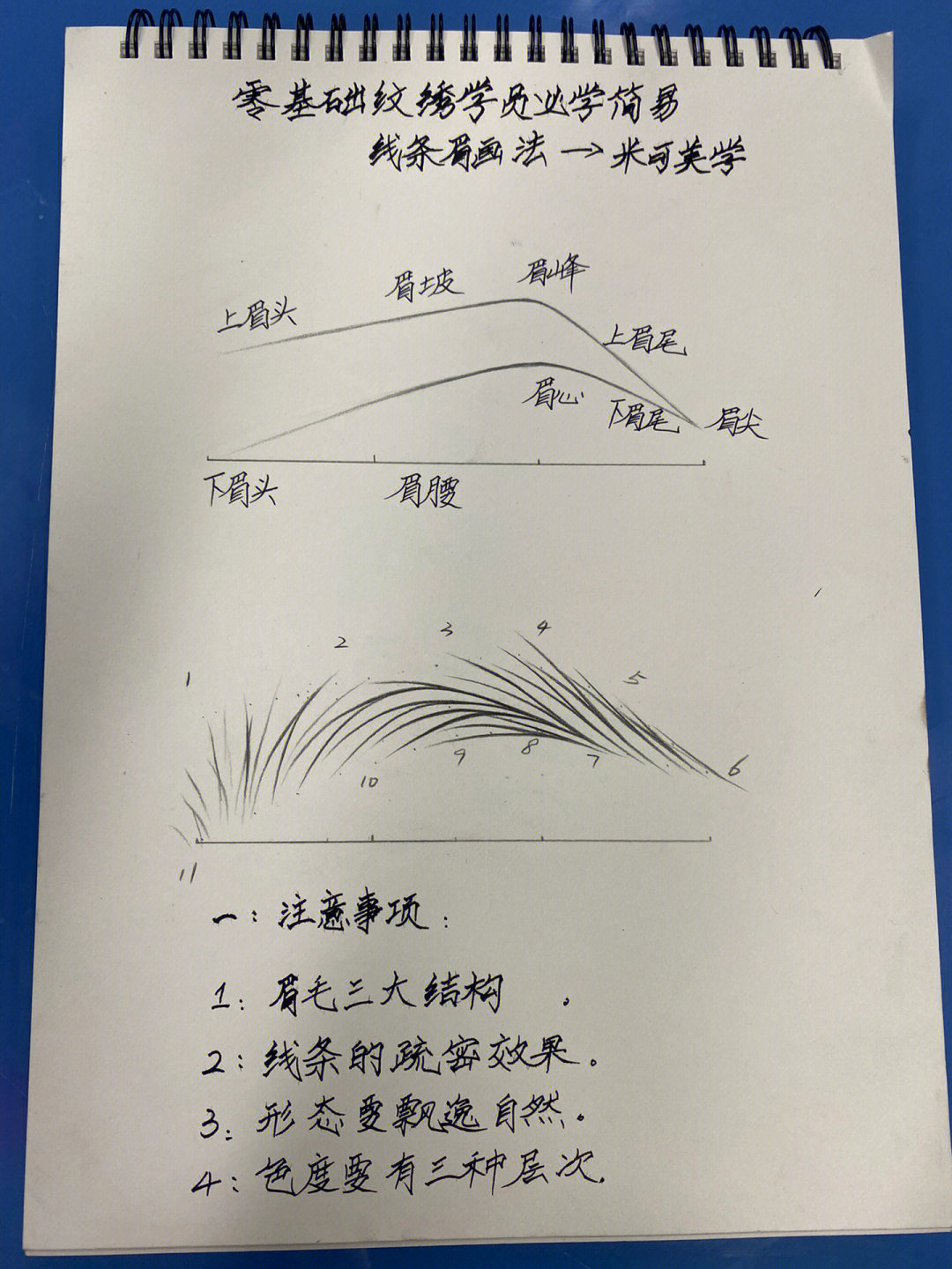 零基础纹绣学员必学简易线条眉画法注意事项