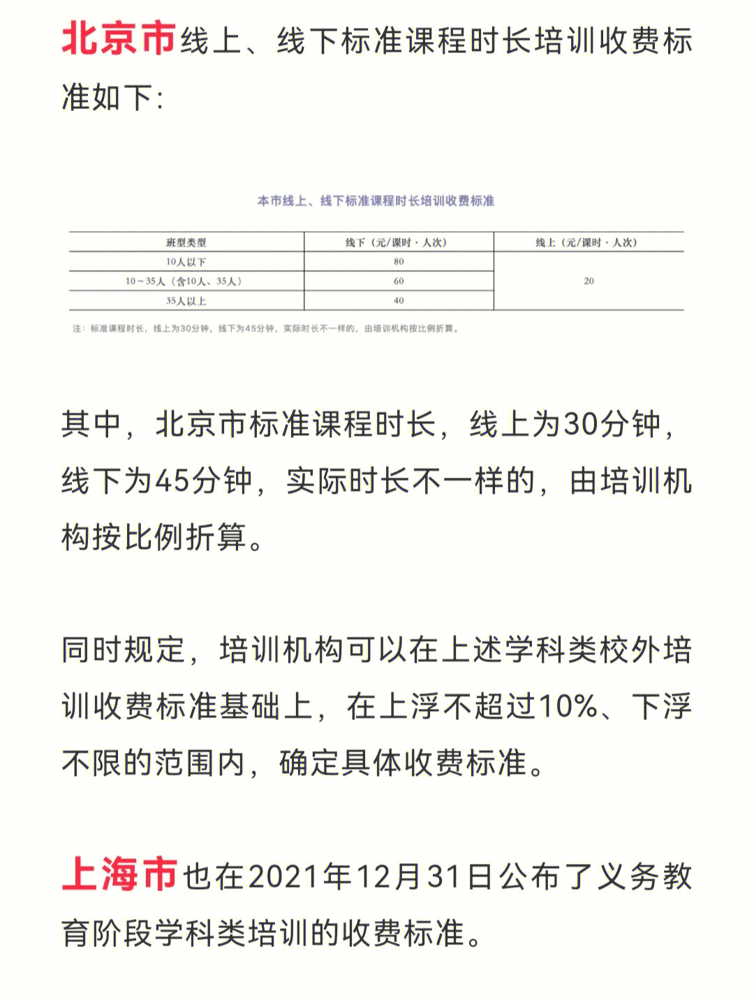 全国18地公布学科类校外培训收费标准