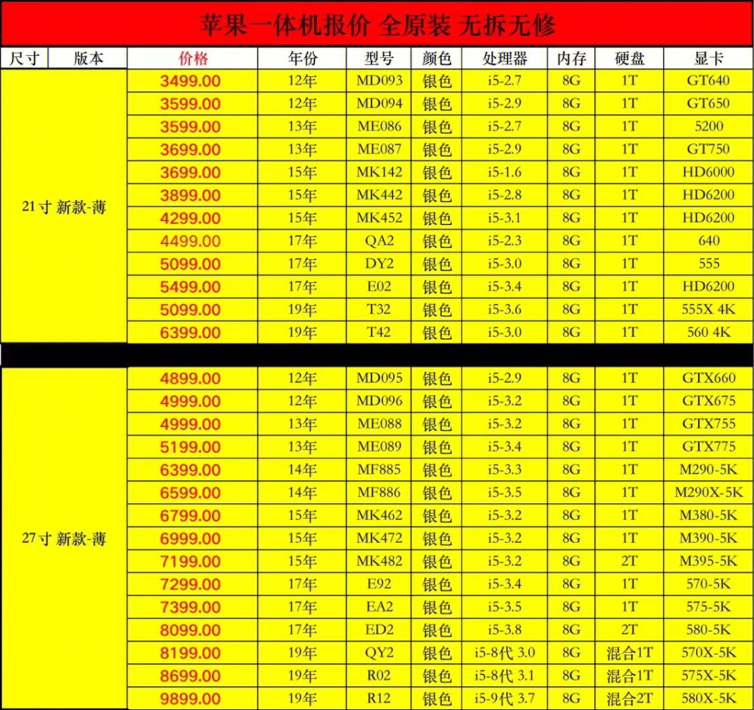 台式电脑一体机报价图片