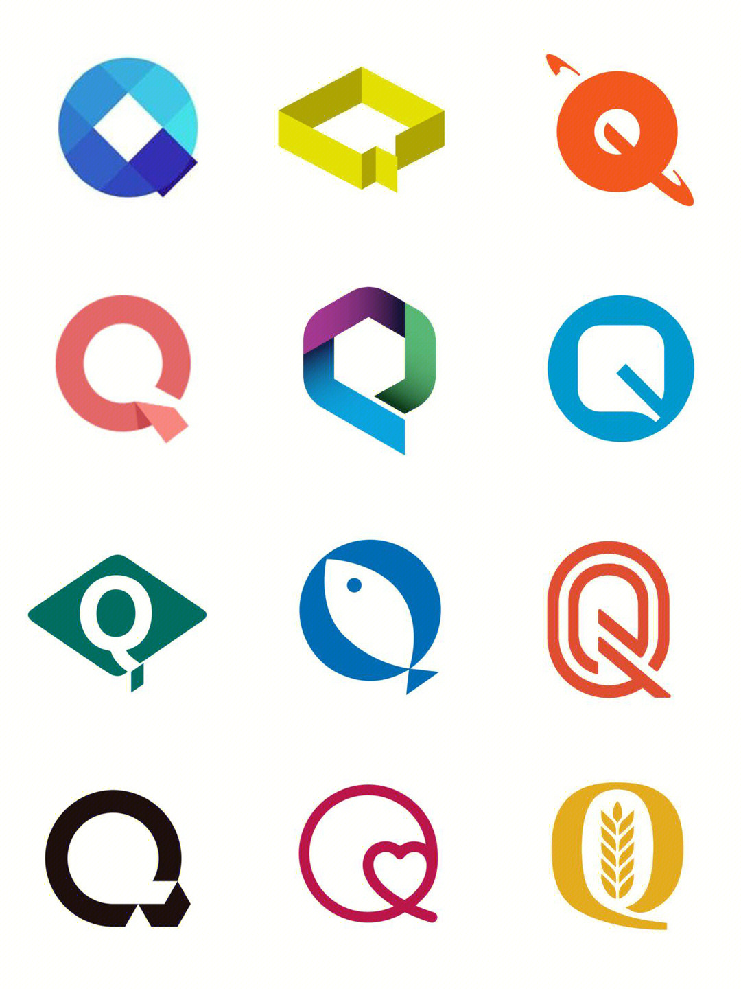 英文q logo设计/极简logo设计/标志设计/字母商标设计 英文 logo