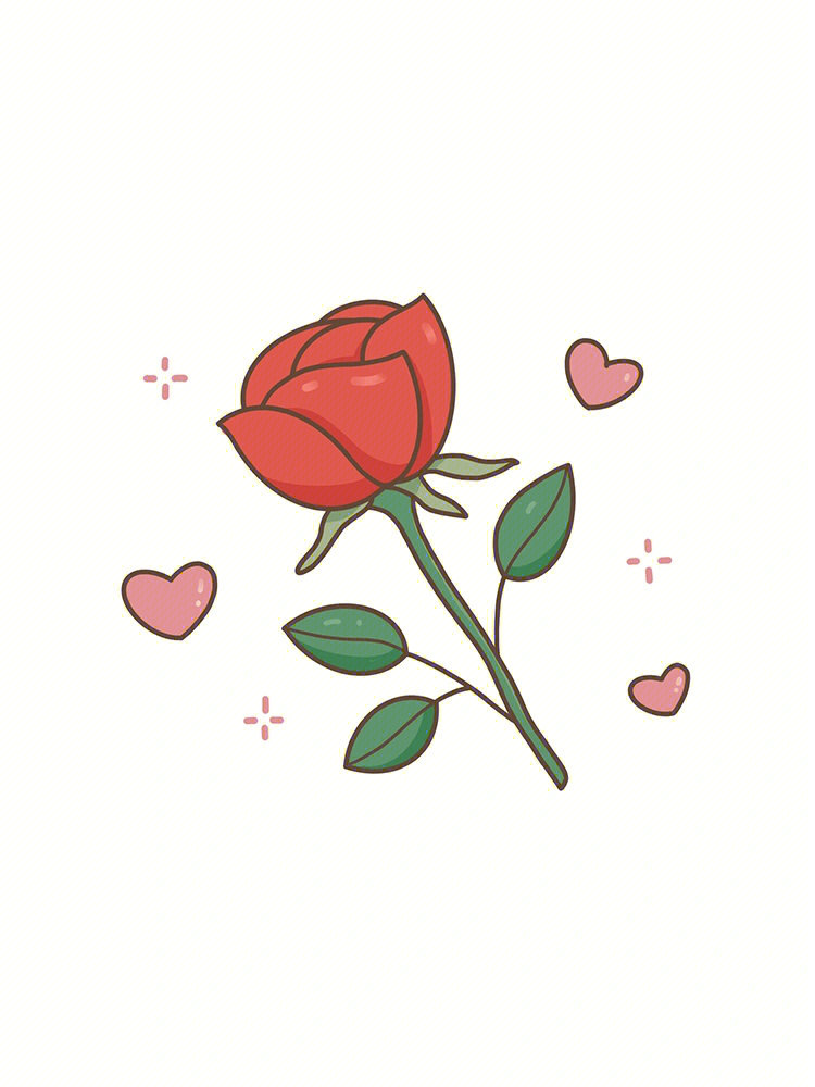 玫瑰花的简笔画法彩色图片