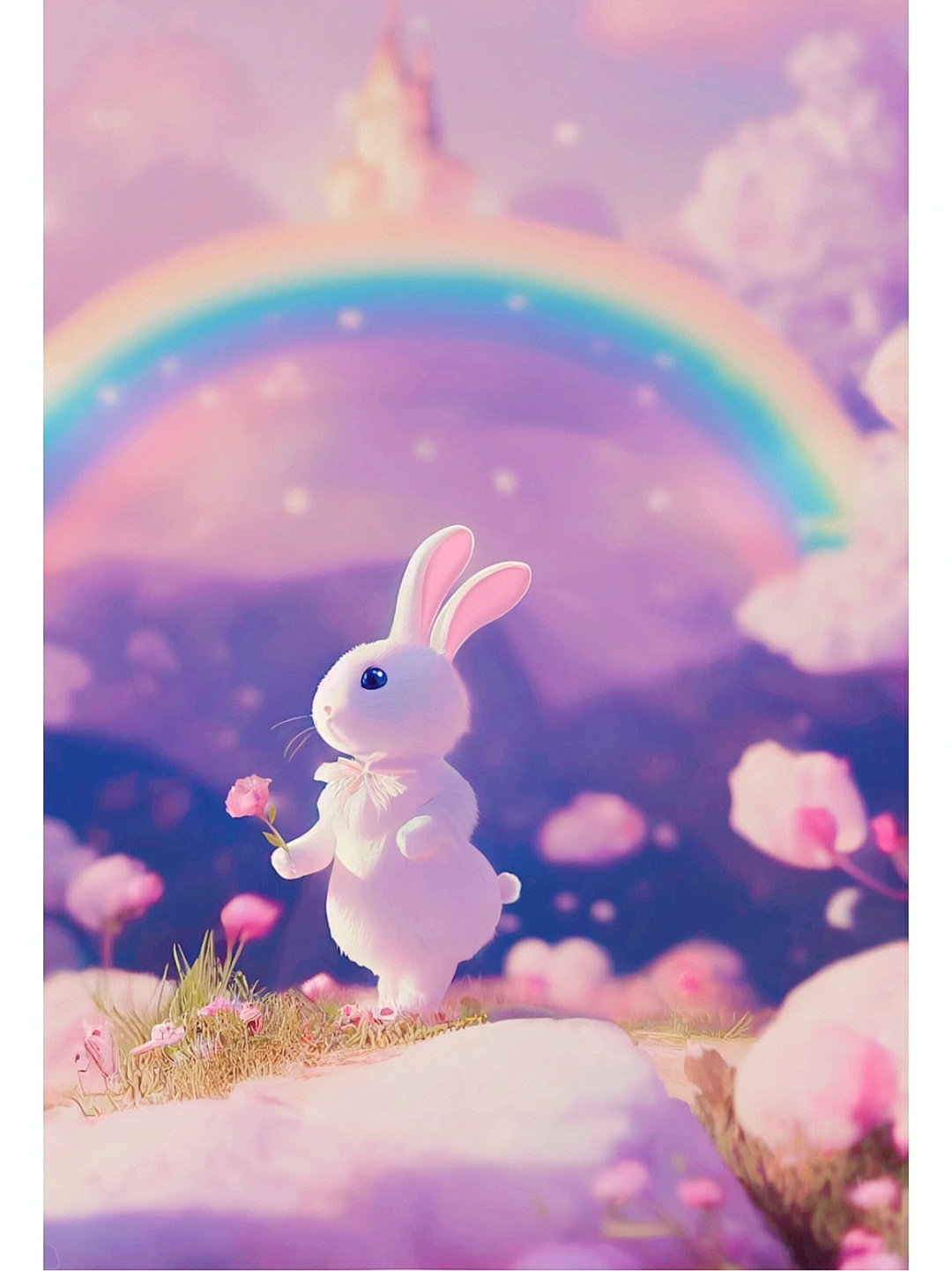彩虹懒懒兔壁纸图片