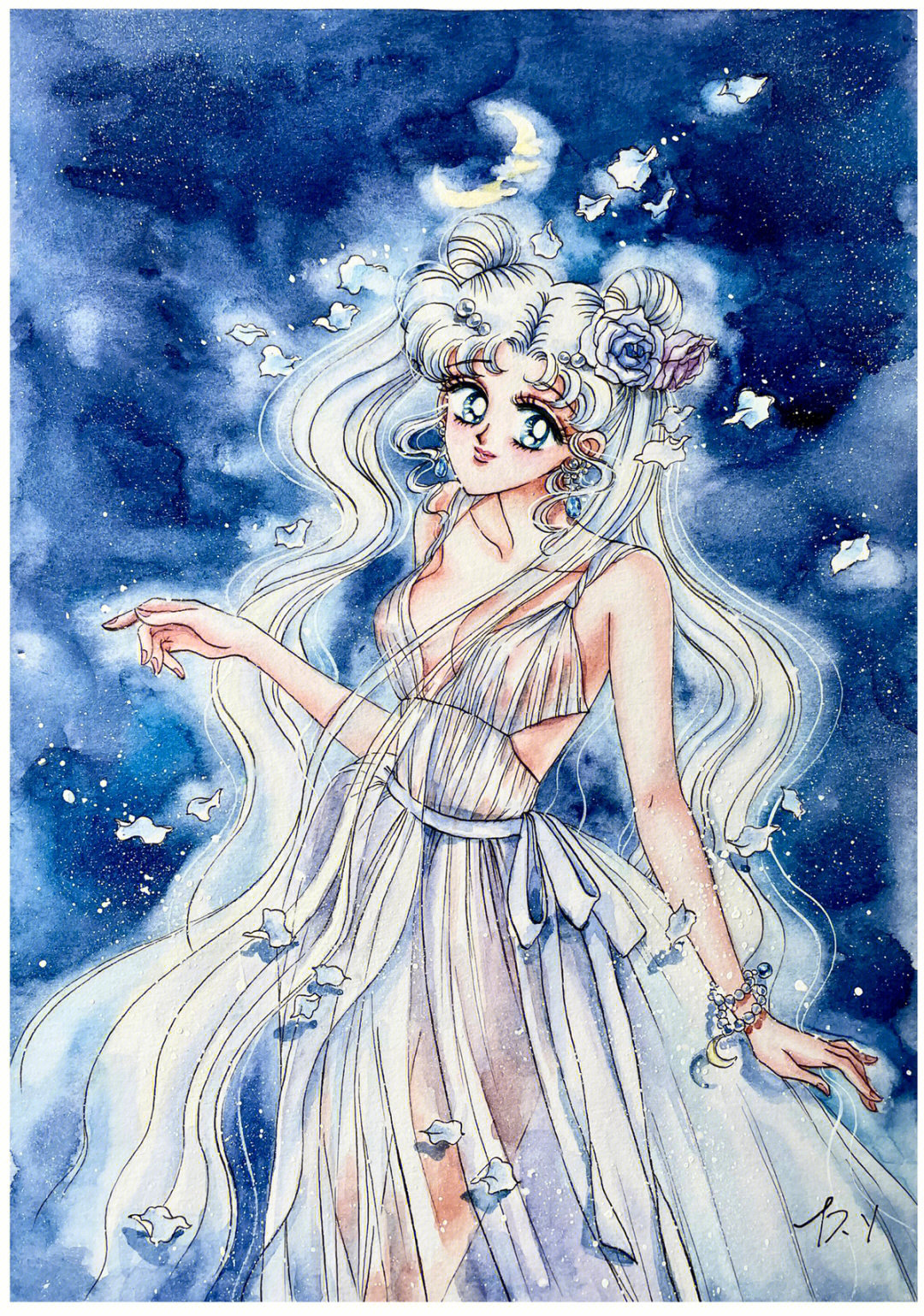 美少女战士水手月亮水彩手绘
