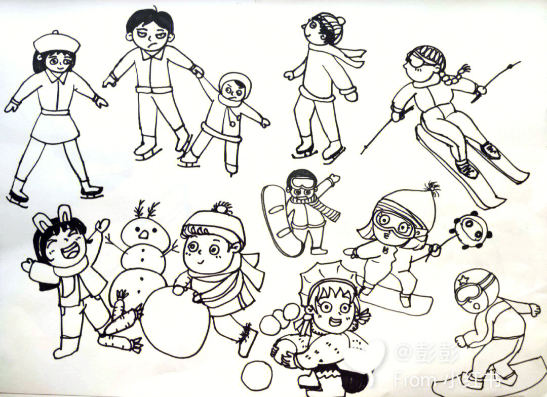运动#备课日常#绘画日常#创意画#冰雪运动#儿童简笔画