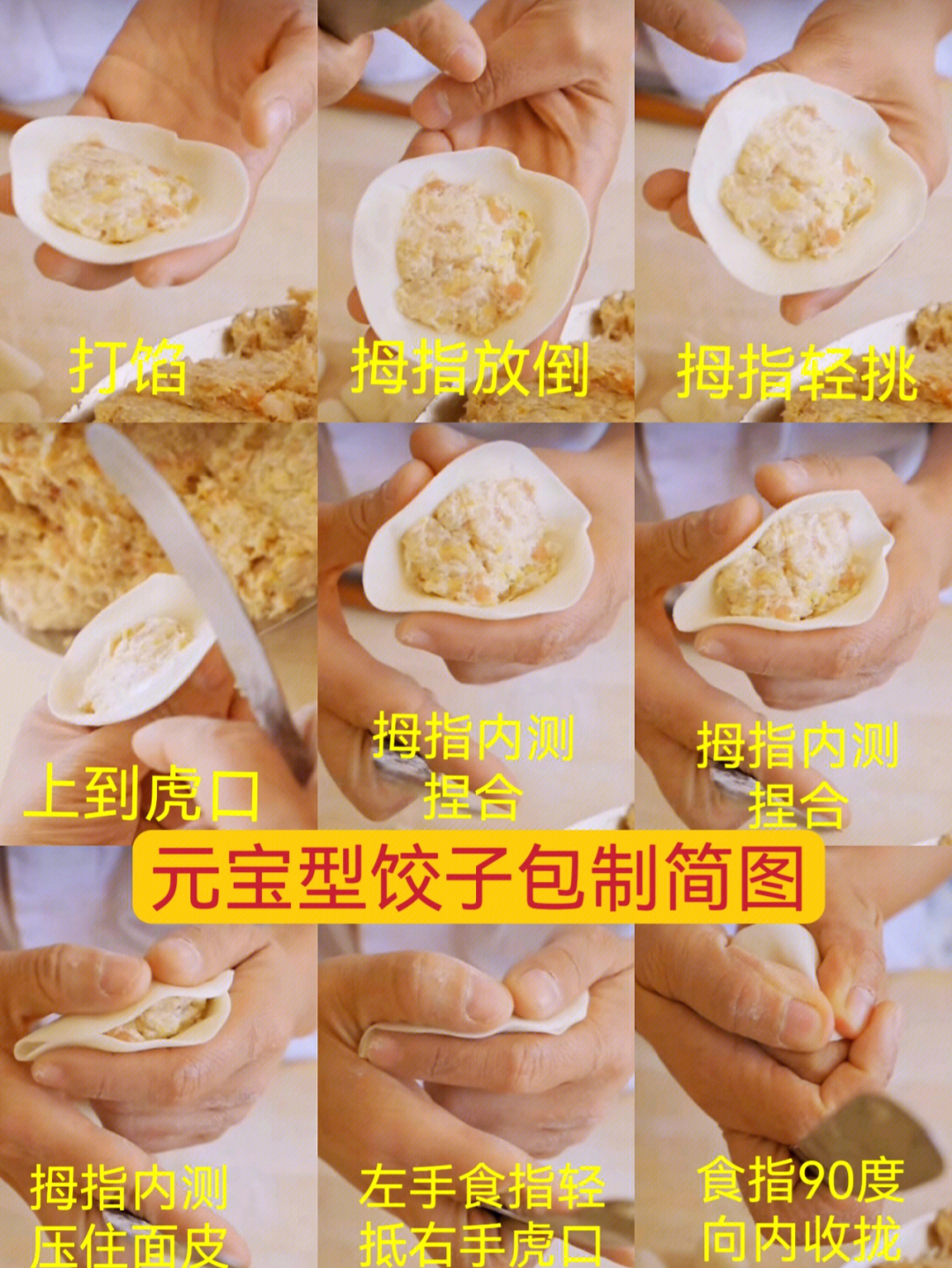 元宝包饺子手法图解图片