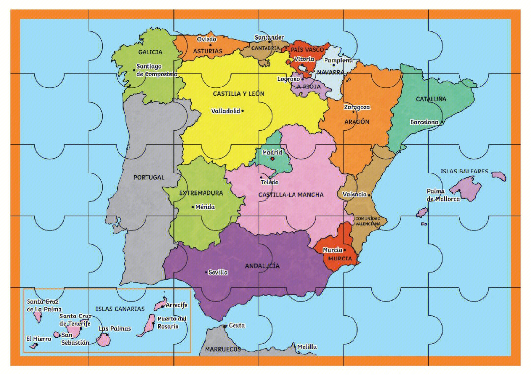 西班牙地图 放大图片