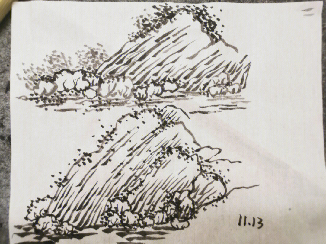 国画山的画法 披麻皴图片