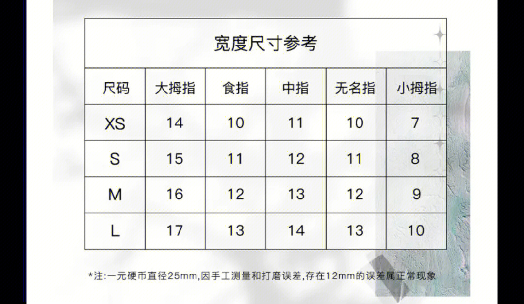 穿戴美甲尺寸参考图图片