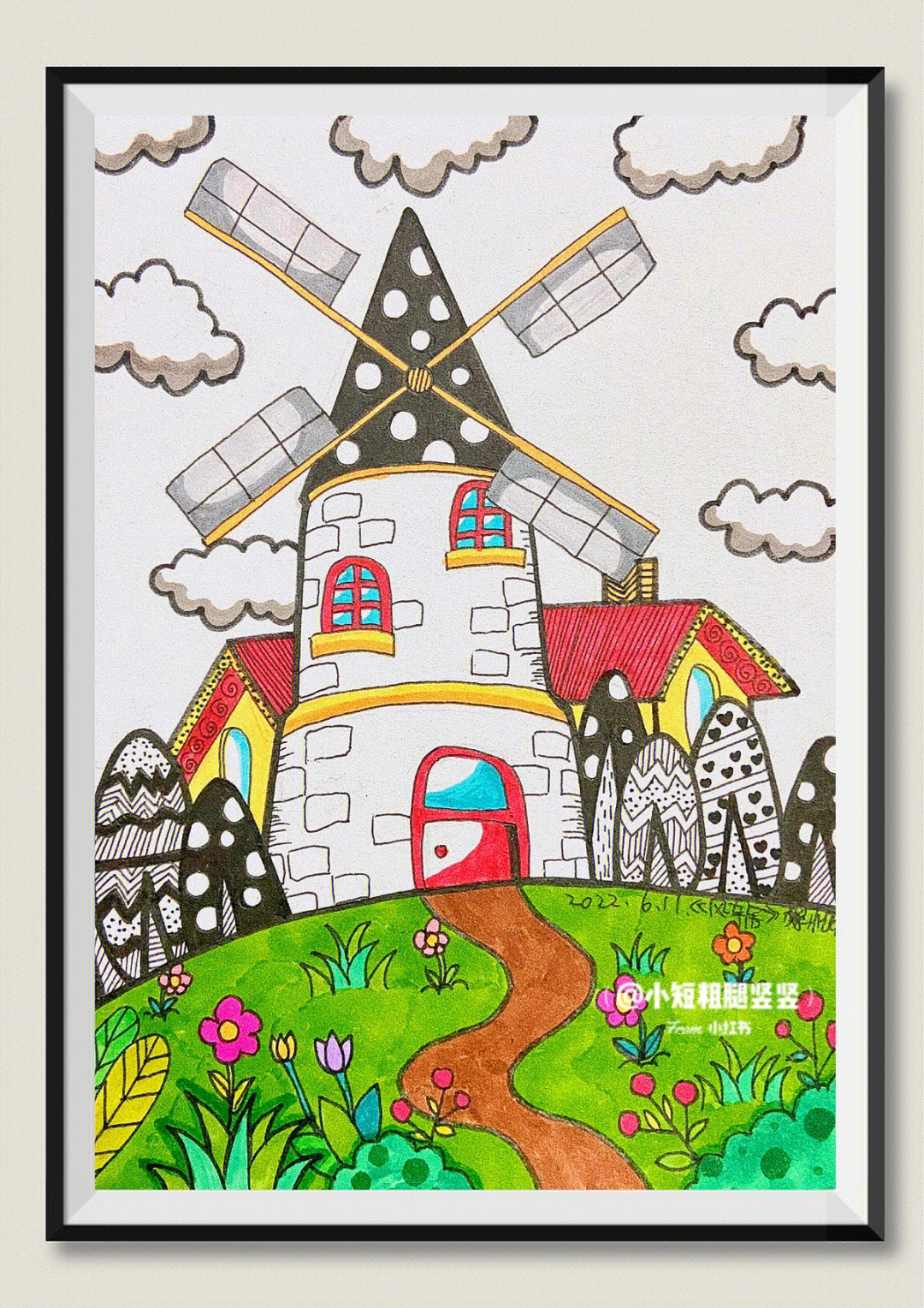幼儿园线描画房子图片