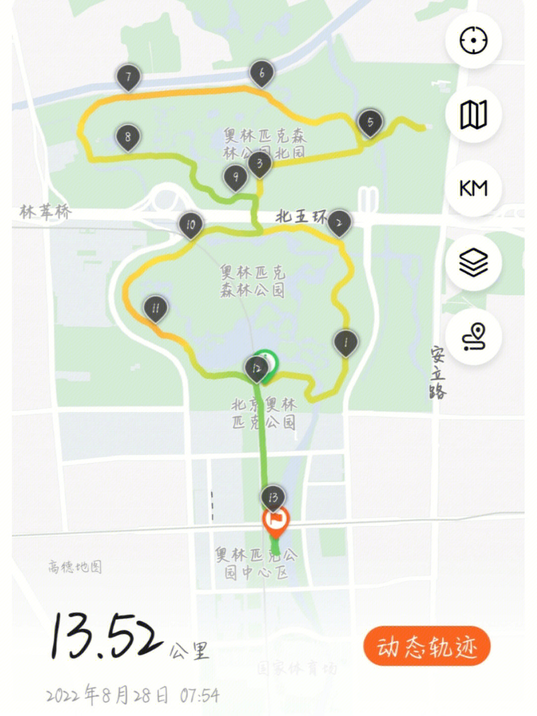 奥森公园跑步线路图图片