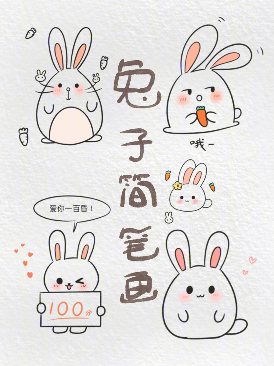 简笔画小兔子表情包系列