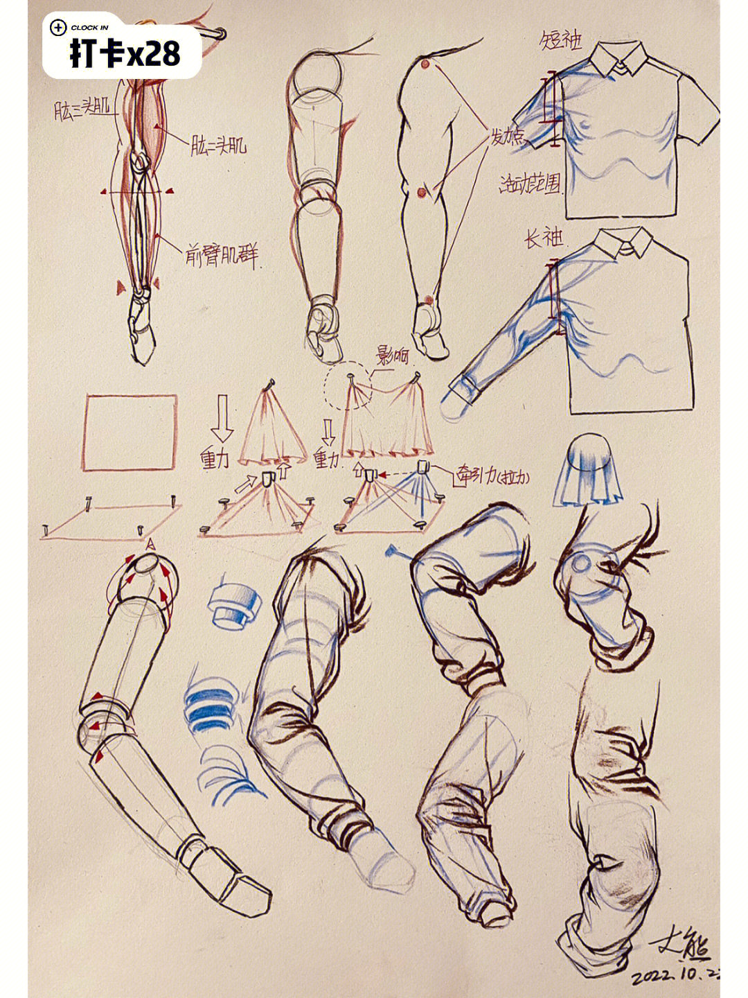 速写衣褶手臂衣褶