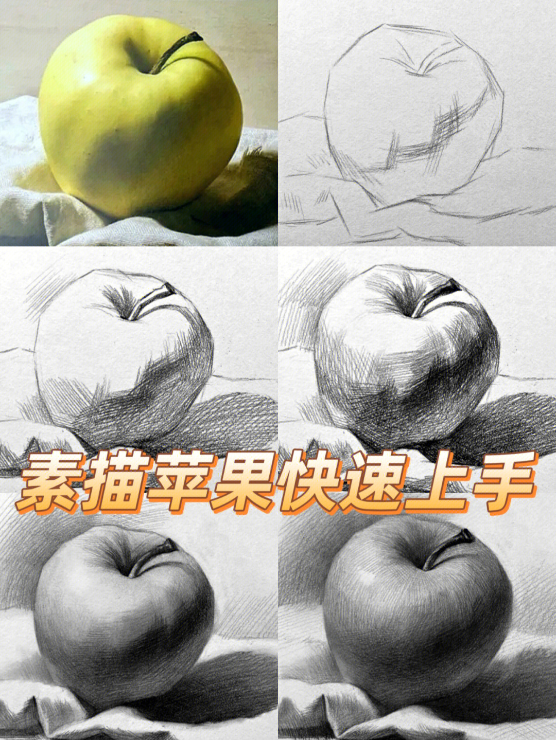 苹果素描步骤图解详细图片