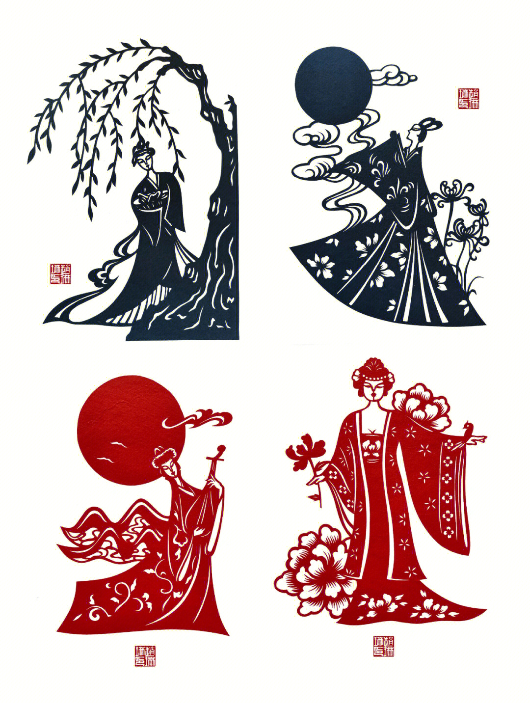 中国古代四大美女剪纸