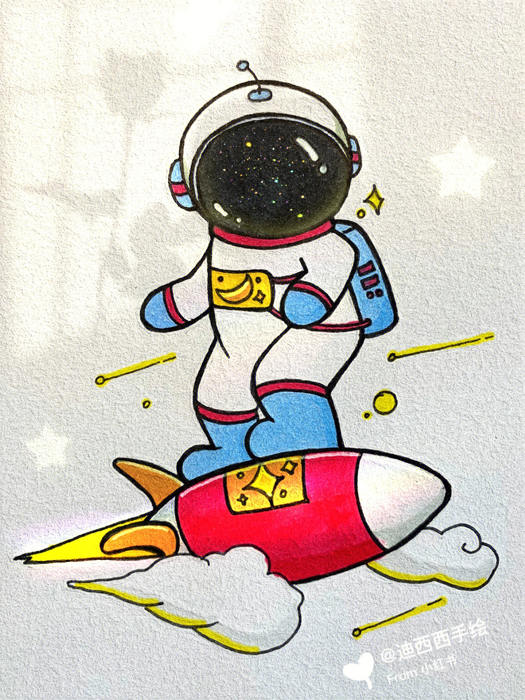 宇航员简笔画太空简单图片