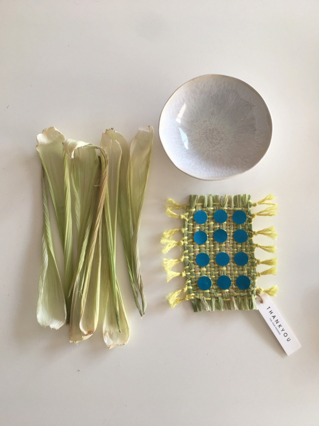 玉米皮编织杯垫教程图片