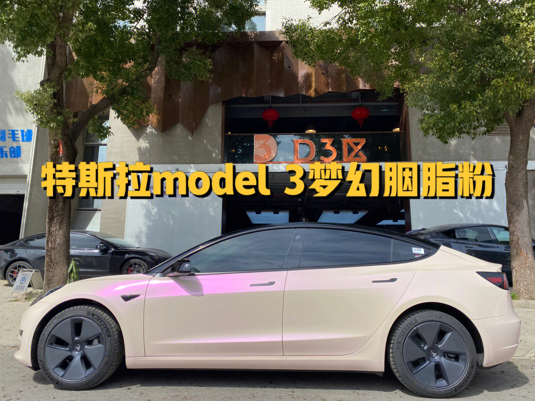 南京特斯拉model3改色贴膜之梦幻胭脂粉