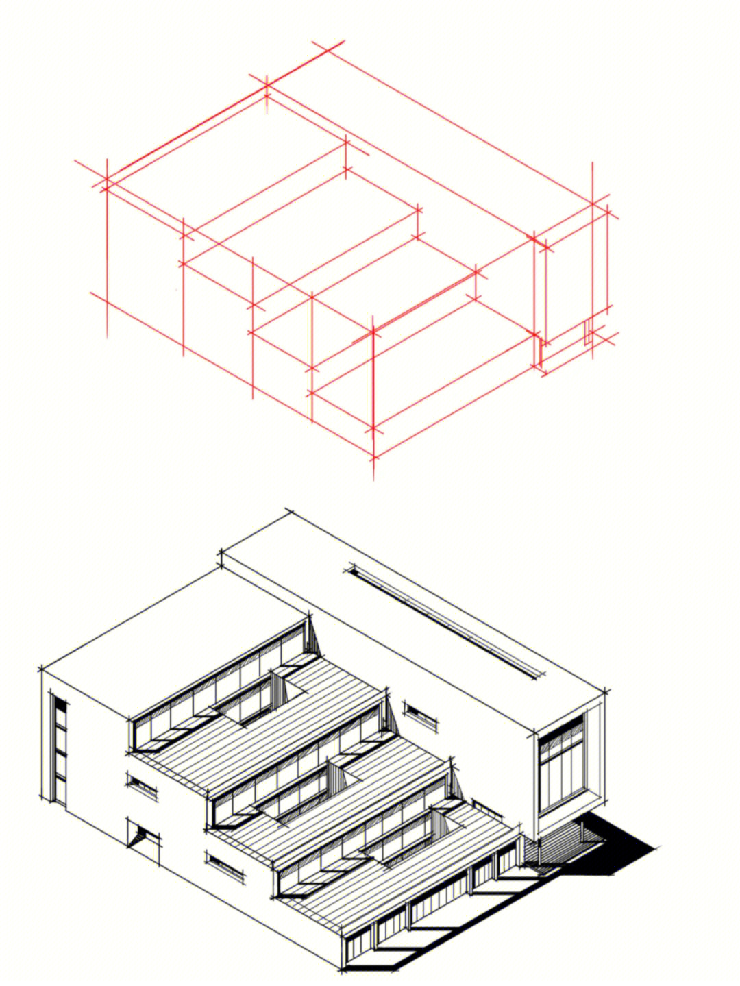 退台建筑轴测图步骤详解