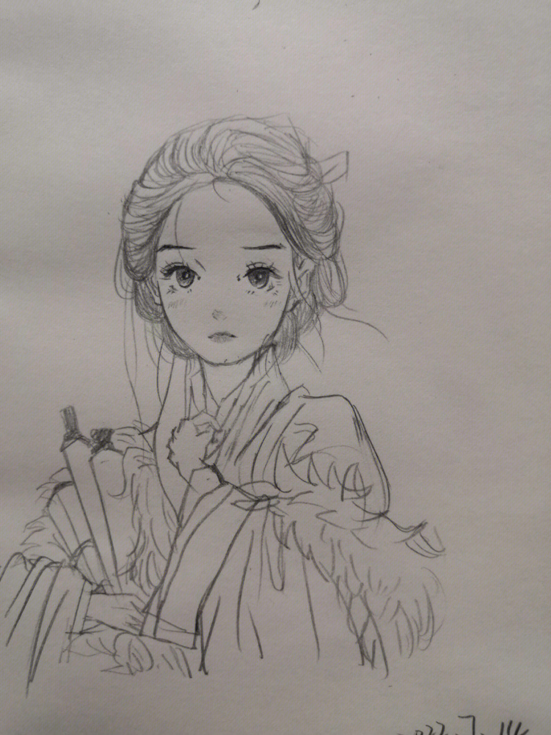 古风女子手绘素描图片