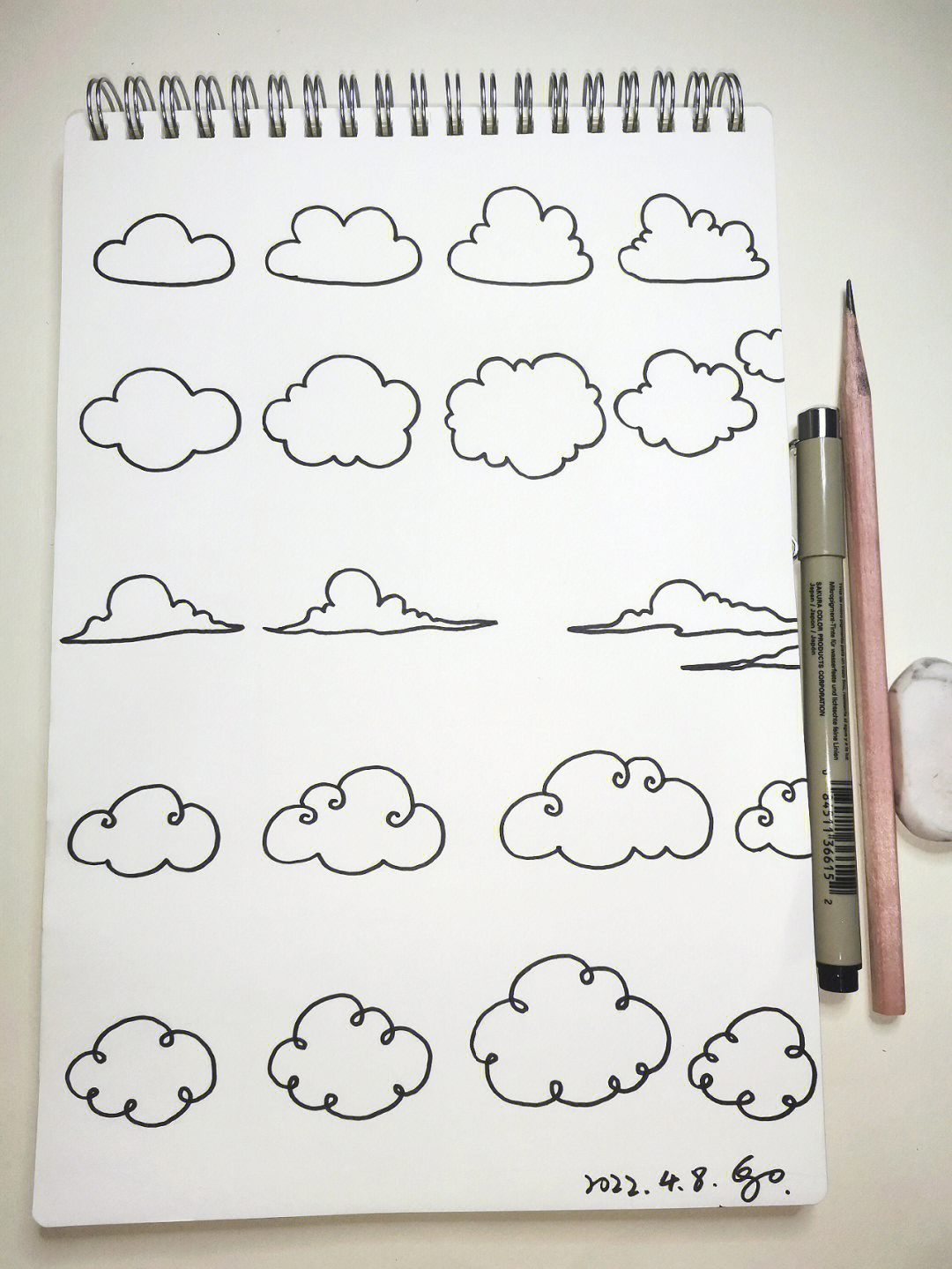 白云画法可爱图片