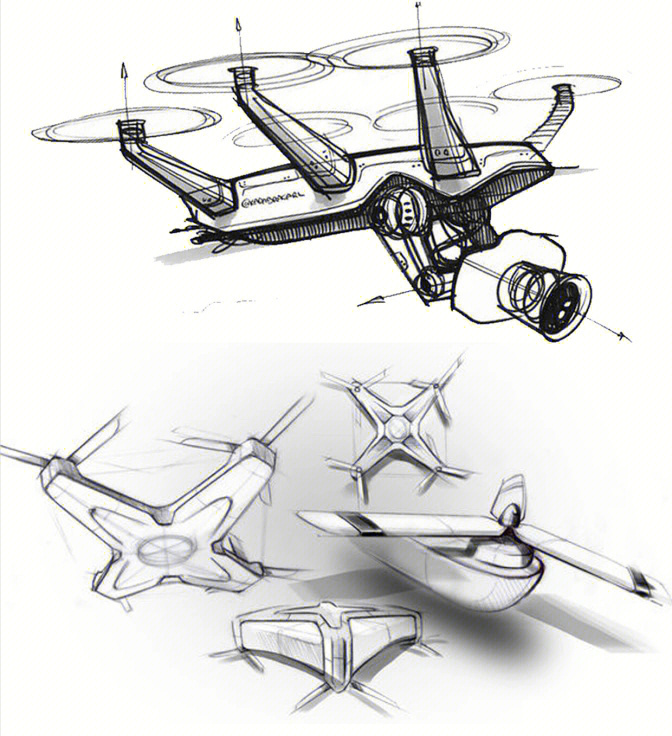 工业设计手绘图无人机09