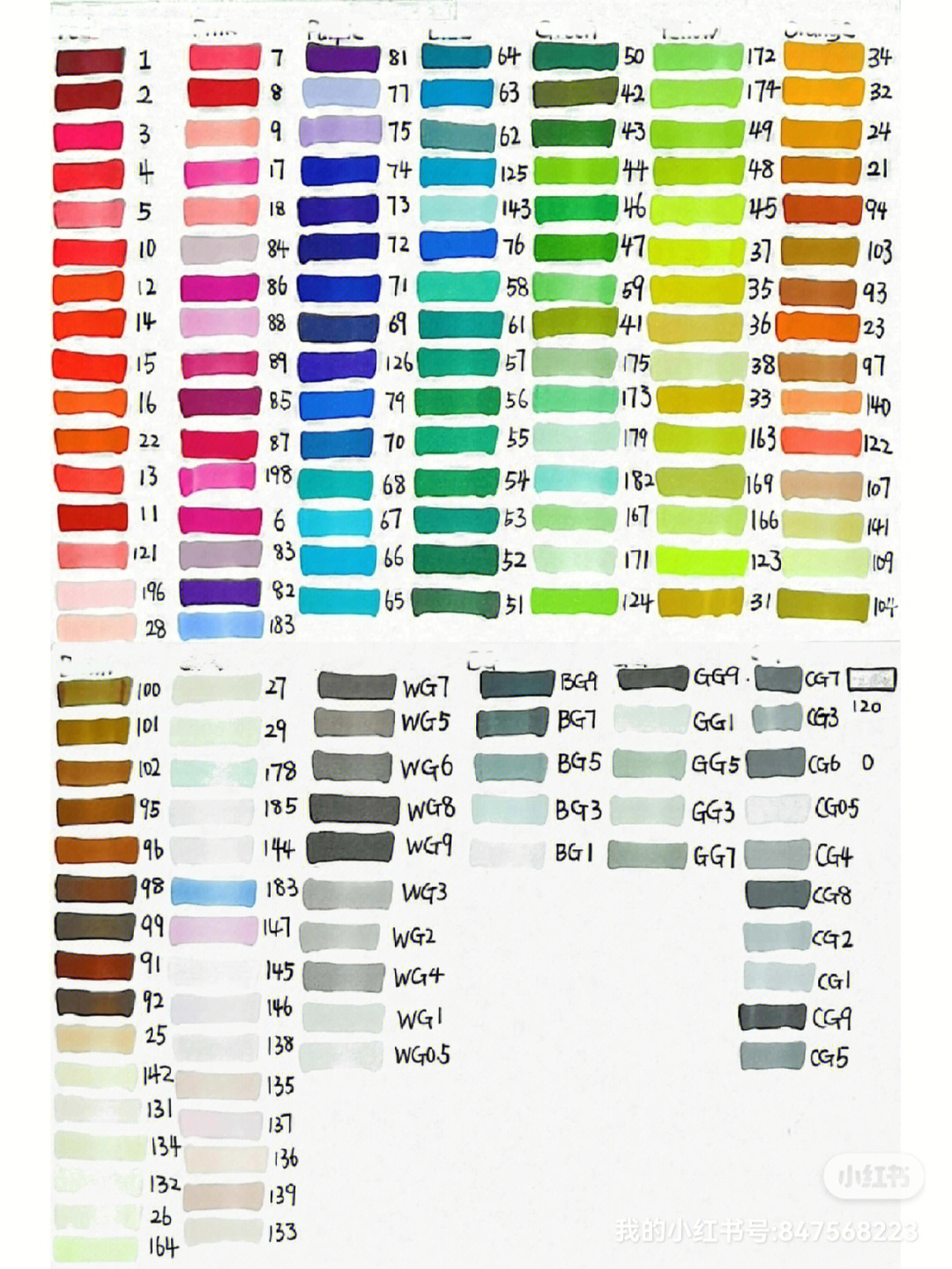 36色马克笔色号表图片