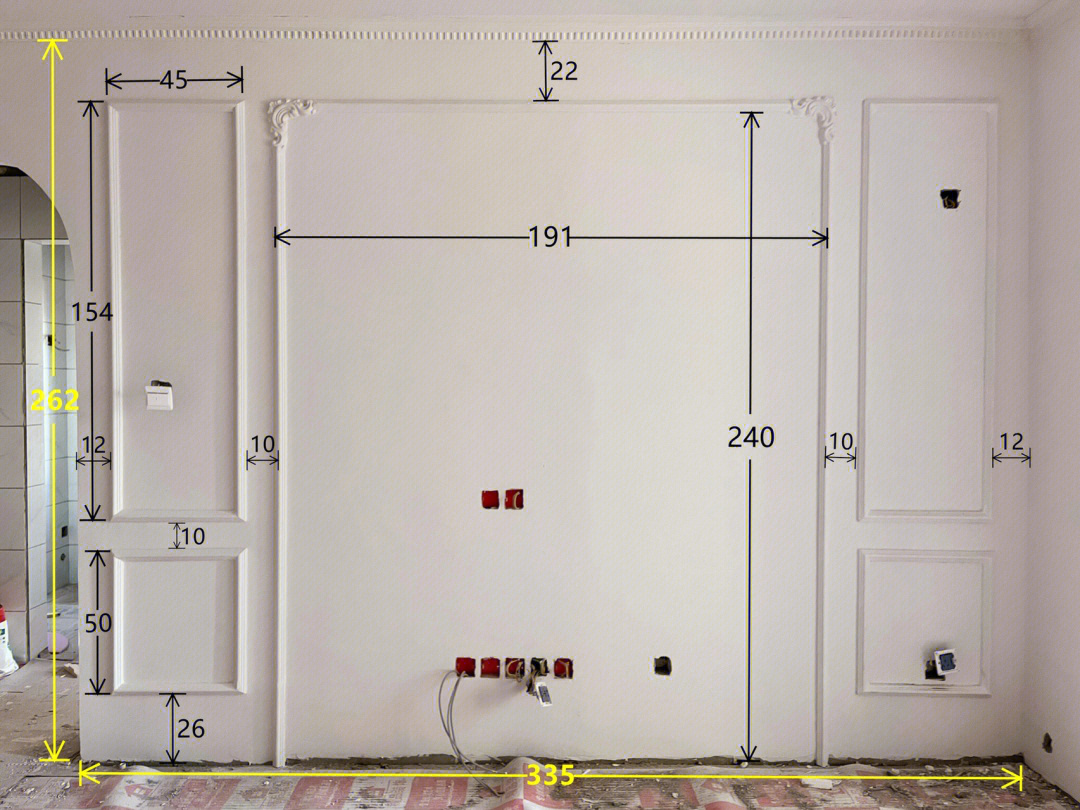 石膏线电视墙尺寸比例图片