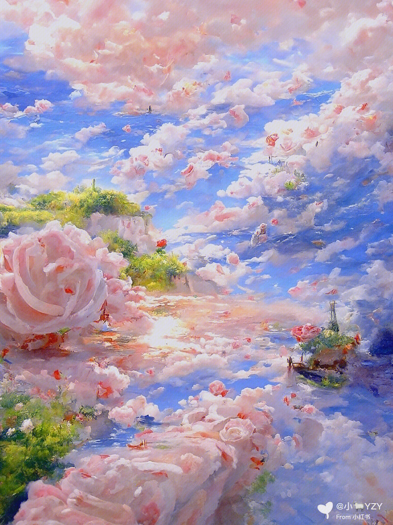 油画系列玫瑰花海花语