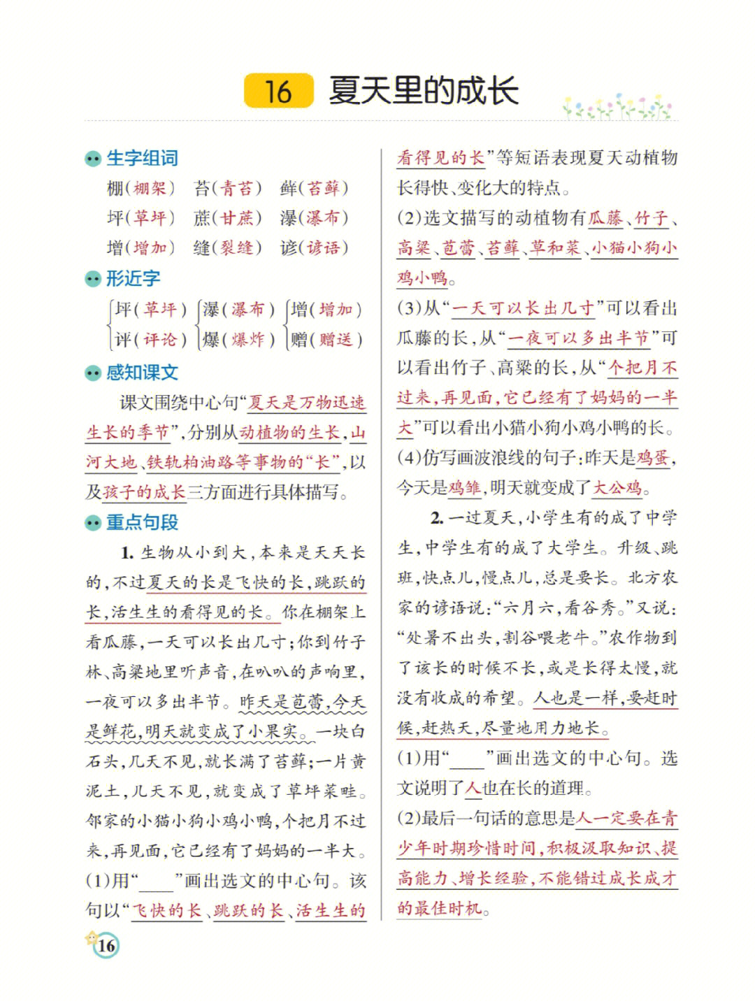 六年级上册语文第五六单元课文预习笔记