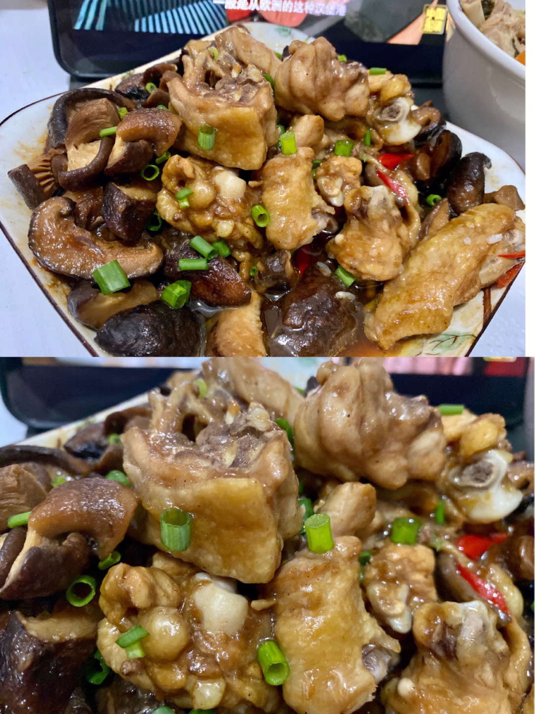 广东菜冬菇蒸鸡,鸡肉鲜嫩多汁,香菇爽口有嚼劲,好吃又下饭