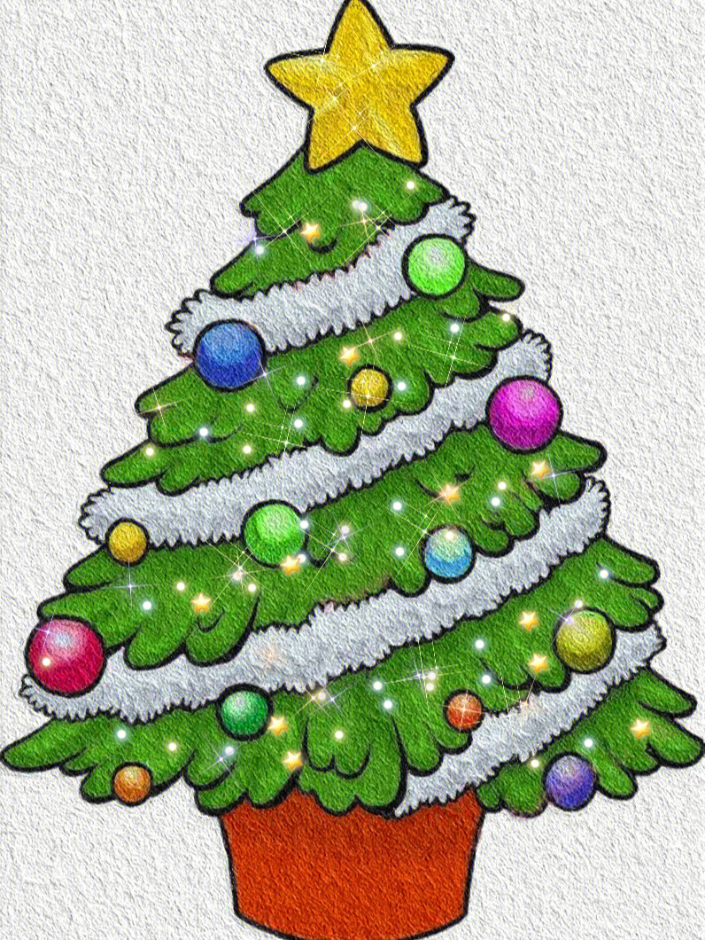 圣诞树图画简单漂亮图片