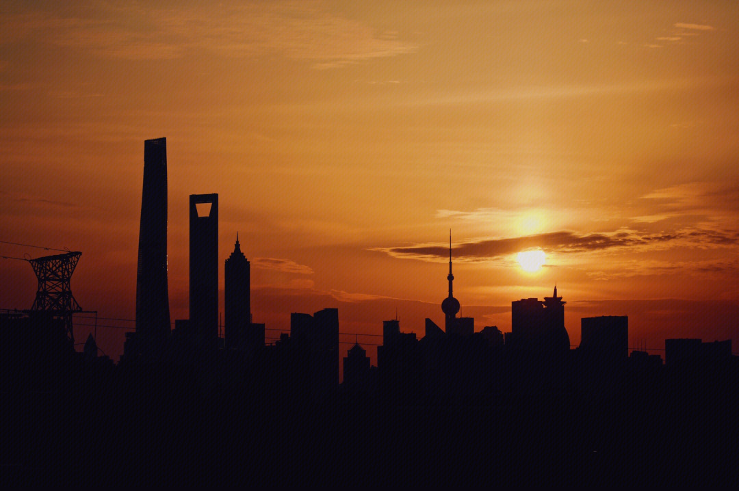 上海日落照片图片