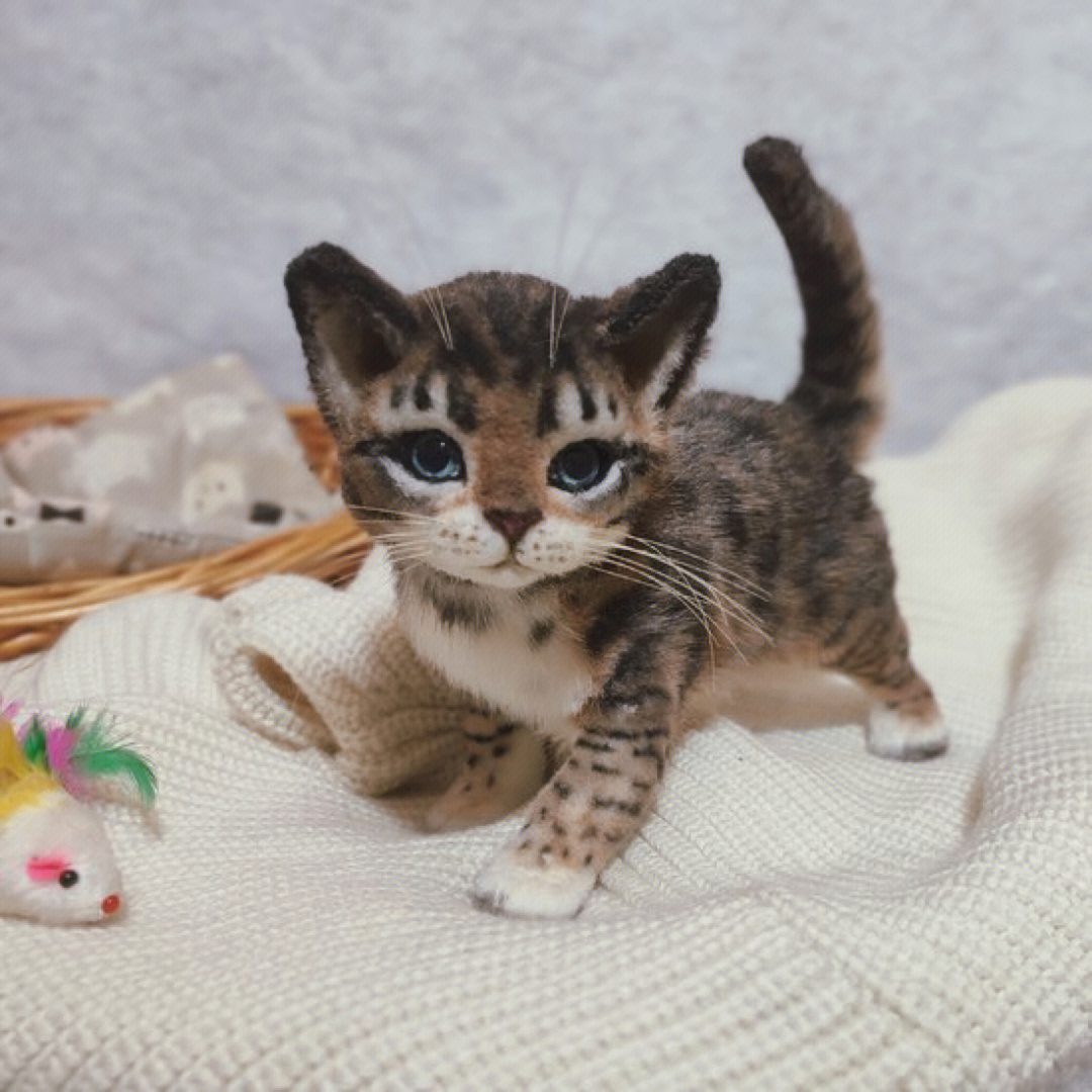 ooak豹纹猫咪仿真猫咪玩偶