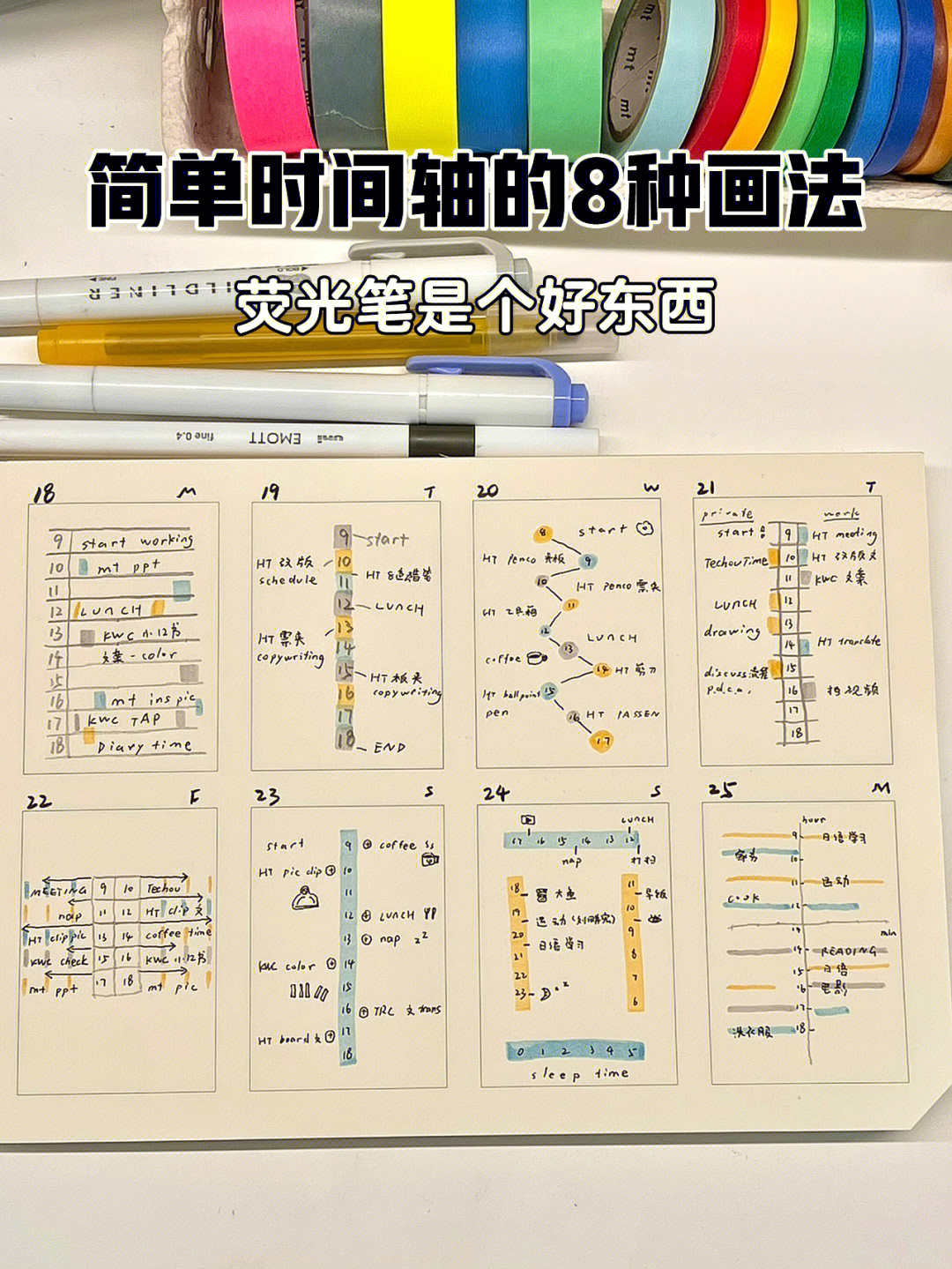 简单时间轴的8种画法用荧光笔锁定时间轴