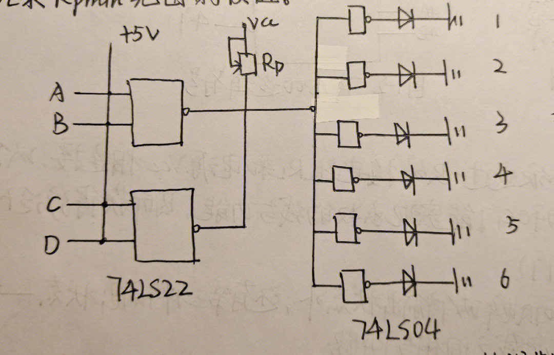 74ls00 14脚接信号源 5v,7脚接信号源gnd,选择任意一个与非门(以 