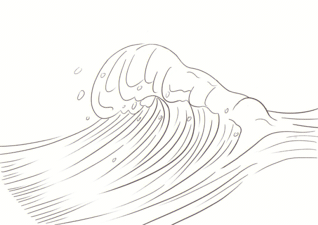 日式海浪简笔画图片