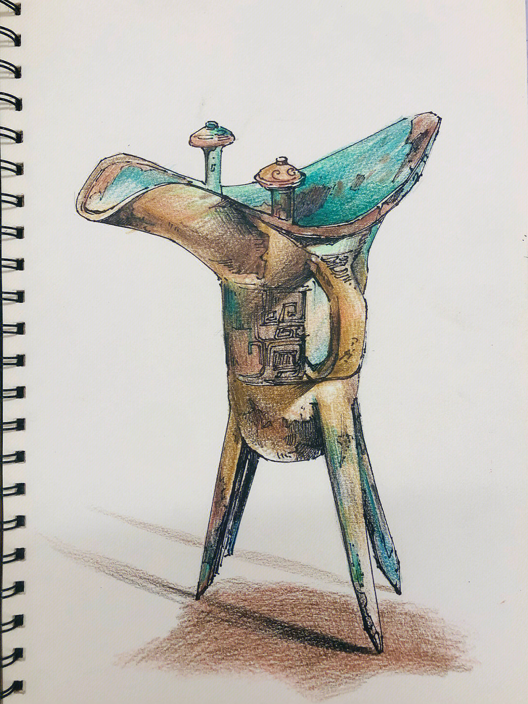 谢谢合作#绘画#插画#彩铅#寻找小红书绘画大神#线描#青铜器