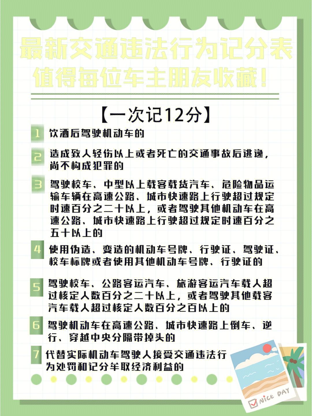 图片是今年4月1日实施的《道路交通安全违法行为记分管理办法》大家要