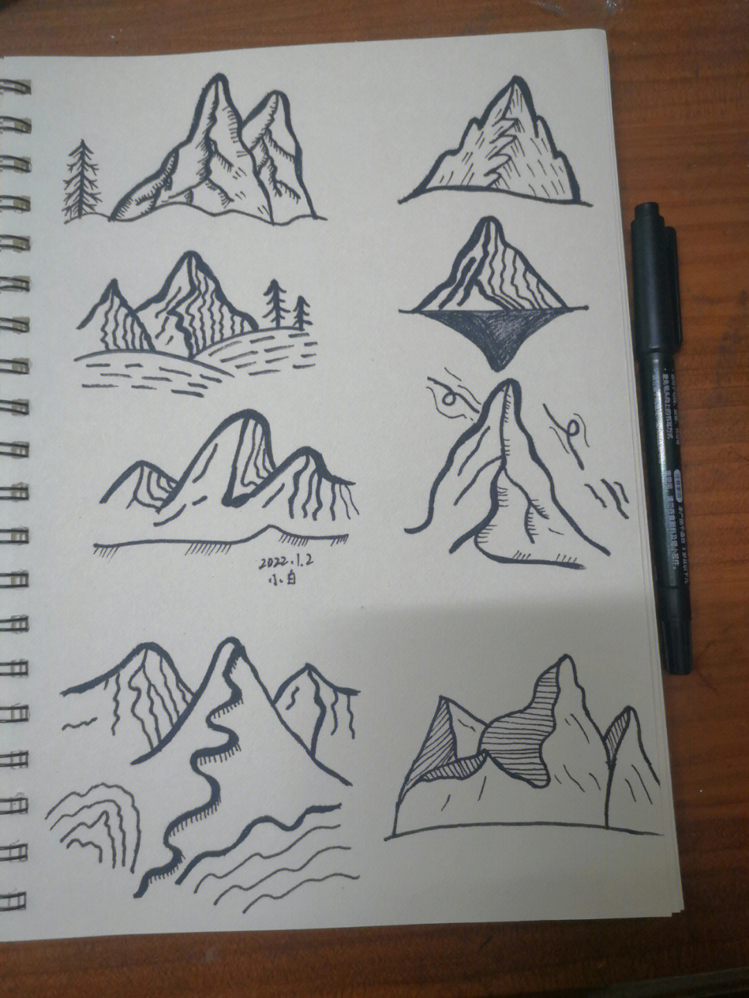 山峰的简笔画 画法图片