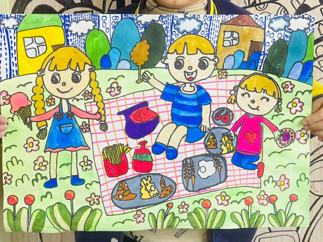 野餐儿童画
