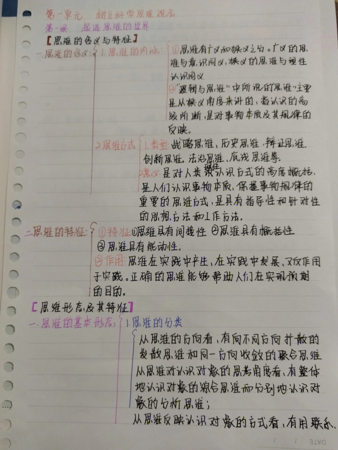 高中政治选择性必修三逻辑与思维第一单元1,2课知识点笔记整理#高中